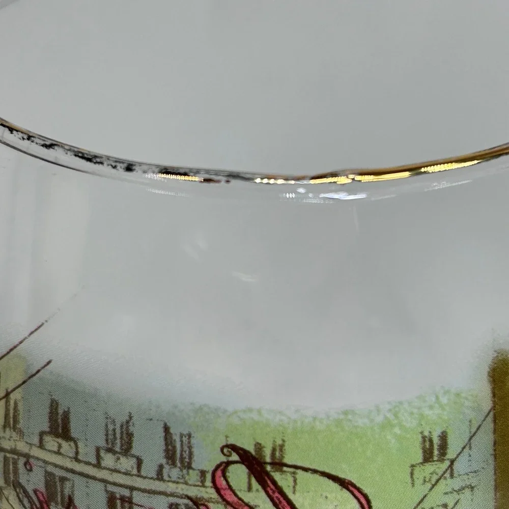 Disney Aristocats Marie Paris Tumbler Wine Glass Gold Rim Parisian‎ Patisserie